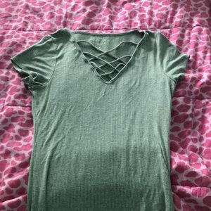 Hollister cross string neck tee